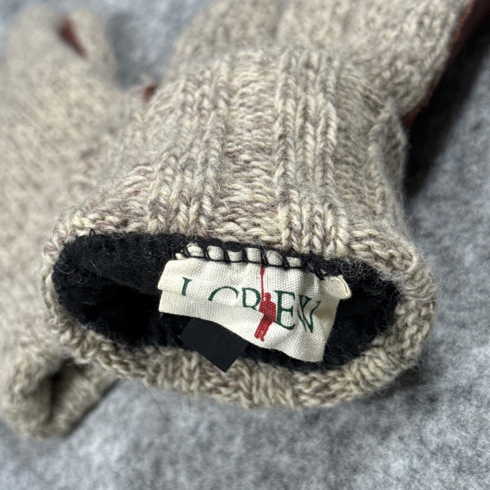 J. Crew Smartphone Gloves Wool Blend Oarsman Beige Brown Lined Warm Winter - Picture 4 of 7